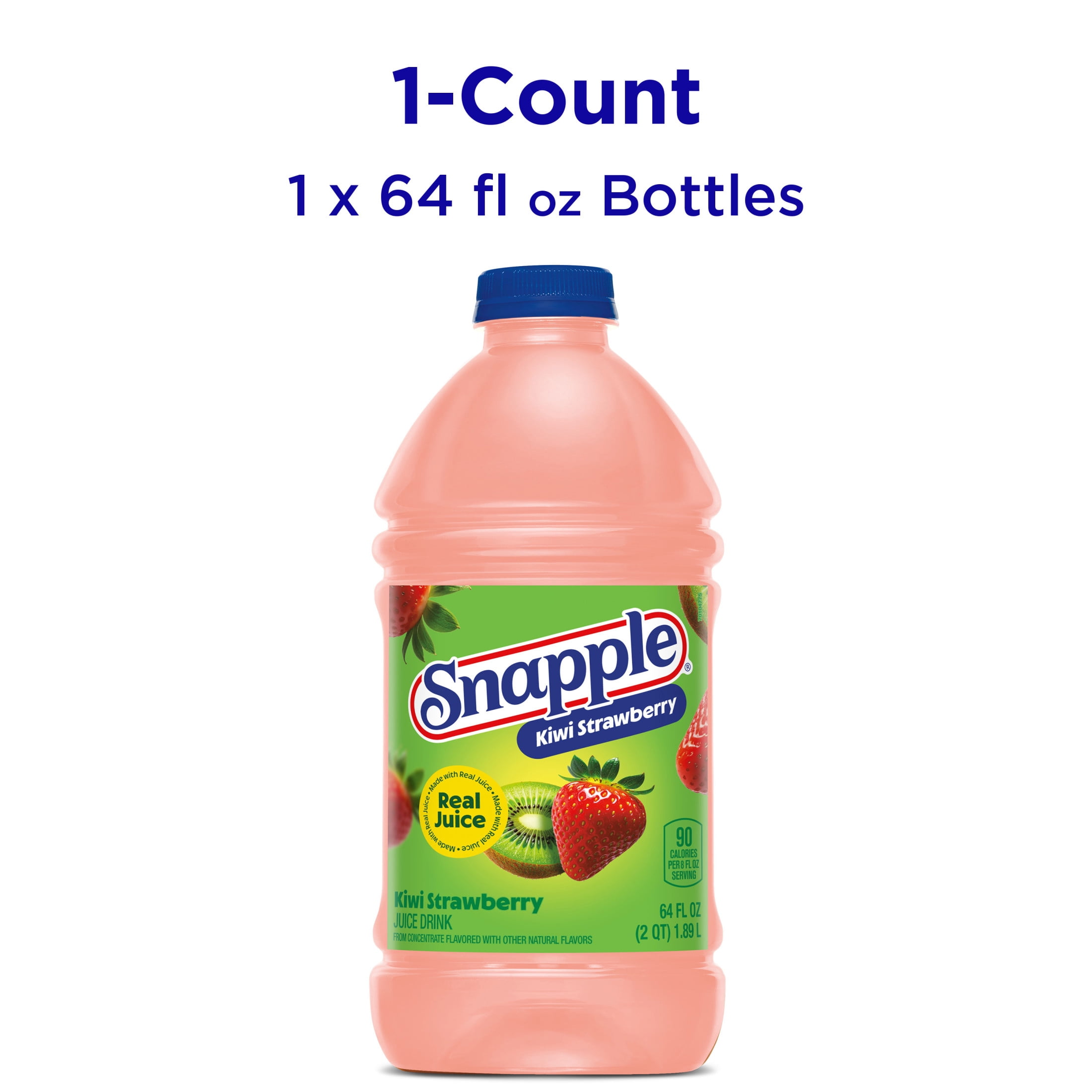 (3 pack) Snapple Kiwi Strawberry Juice Drink, 64 fl oz, Bottle