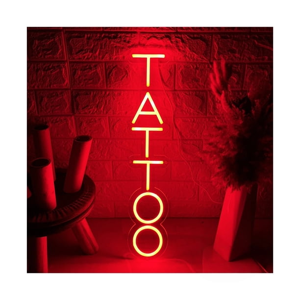 Letrero De Neón"Tattoo"para Estudio Tatuajes, Oficina, Bar, Negocio, Sala Juegos, Dormitorio, Estar, Fiesta Cumpleaños 40cm
