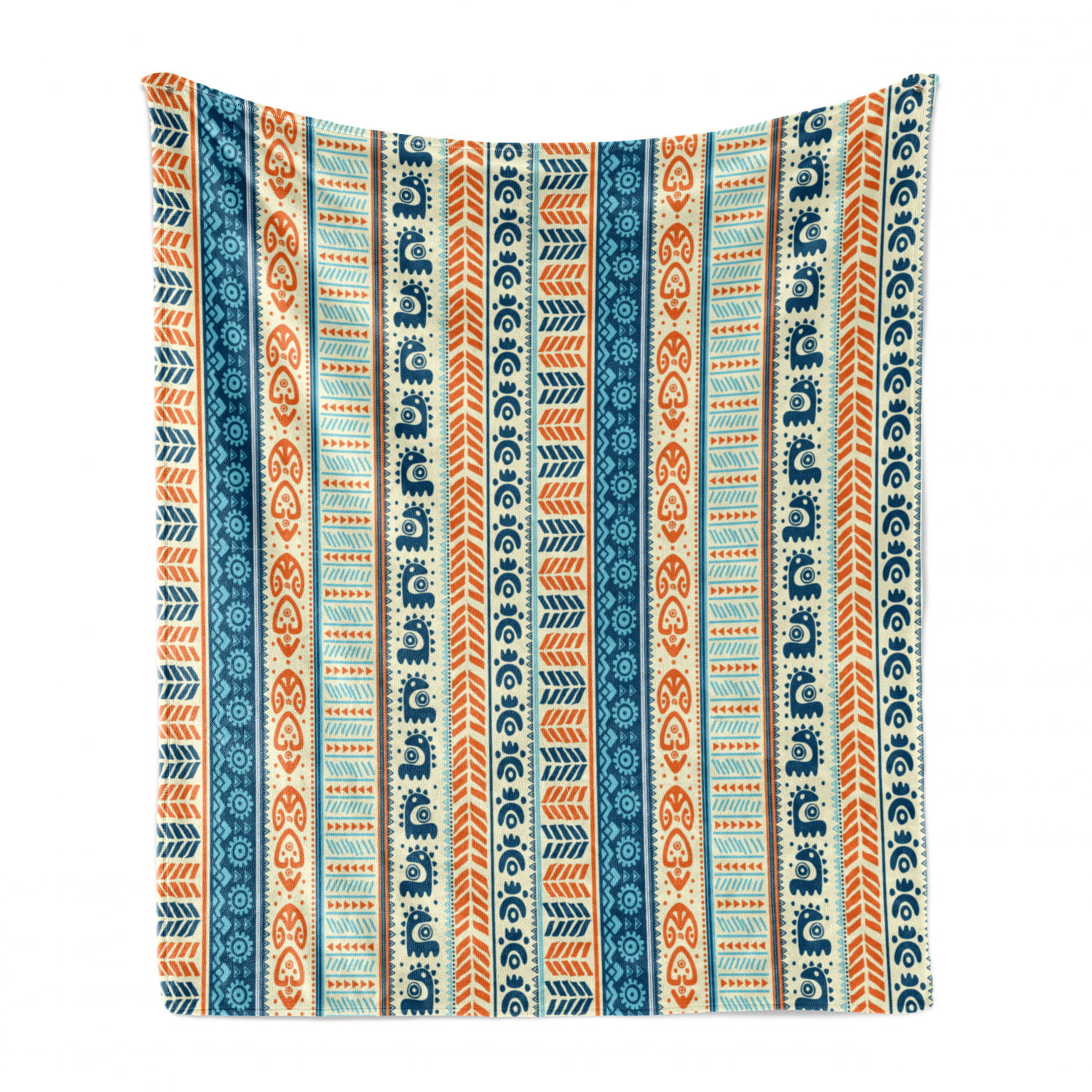 Striped Retro Pattern Rich Mexican Color Folkloric Print 50 x 60 Cozy Plush for Indoor and Outdoor Use Teal Plum and Orange Ambesonne Tribal Soft Flannel Fleece Throw Blanket