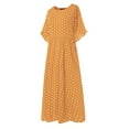 thumbnail image 4 of Fulijie Short Casual O Neck Sleeve Dot Dress Size Plus Women Fashion Peinted Women's Dress Yellow, 4 of 5