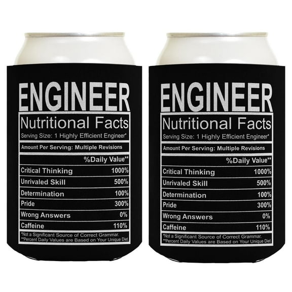 Engineering Gifts Engineer Nutritional Facts Engineer Gag Gifts Electrical Engineer Gifts 2-Pack Can Drink Thermocoolers