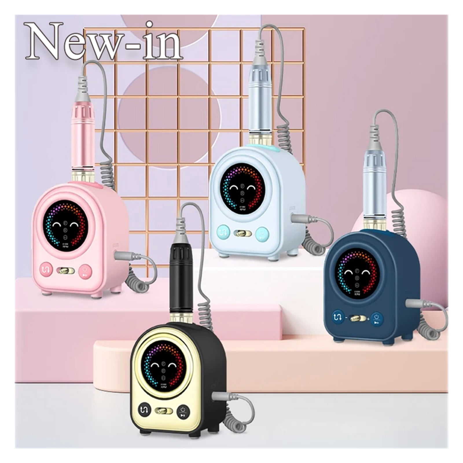Cute Smile Nail Drill Machine, 35000RPM Electric Nail File Accessories, Nail Polish Sander, Professional Tool Manicure Set ,Low Noise