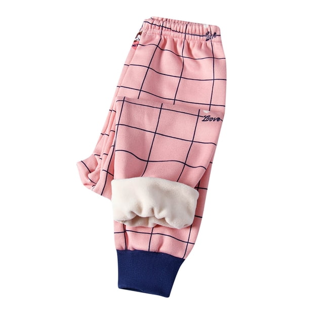 Pantalons de Jogging en Molleton Doublés Sherpa pour Garçons et Filles Unisexes Rose