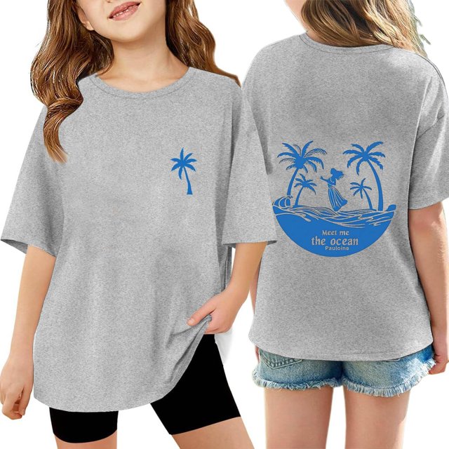 Dpytoraw Children's Shoulder Print Short Sleeve T Shirt Top (3 14y) Size 120