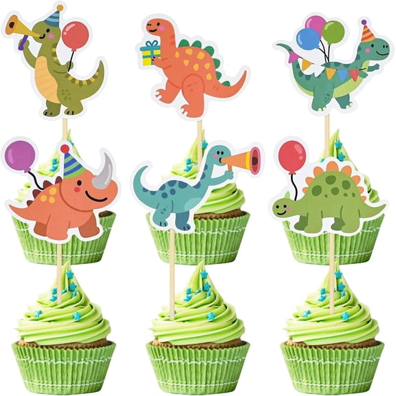 Dinosaur Cupcake Toppers 36 Pcs , Cute Baby Dinosaur Cake Toppers Picks for Kids, Boys Dino Theme Cupcake Picks for Birthday Party Decorations Supplies Party Favors Baby Shower