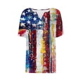 thumbnail image 4 of Red White and Blue Blouses 4th of July Womens Shirts Patriotic Women Shirts Womens Fourth of July Shirts Women's Casual Independence Day Printed Short Sleeved V-Neck Button Top, 4 of 5