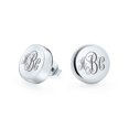 thumbnail image 5 of Personalized ABC Initials Letters Monogram Alphabet Geometric Round Flat Disc Stud Earrings for Women .925 Sterling Silver 15MM Diameter Customizable, 5 of 5