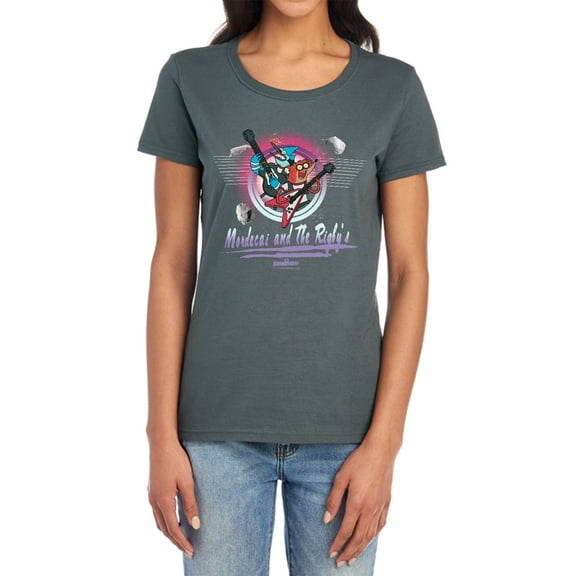 Regular Show Mordecai & The Rigbys Women's T Shirt, Charcoal, X-Large