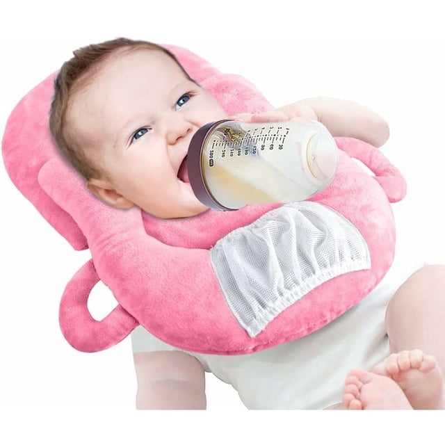 Oreillers d'alimentation portables multifonctionnels pour bébé Chaise longue auto-alimentante amovible Porte-biberon (rosa)