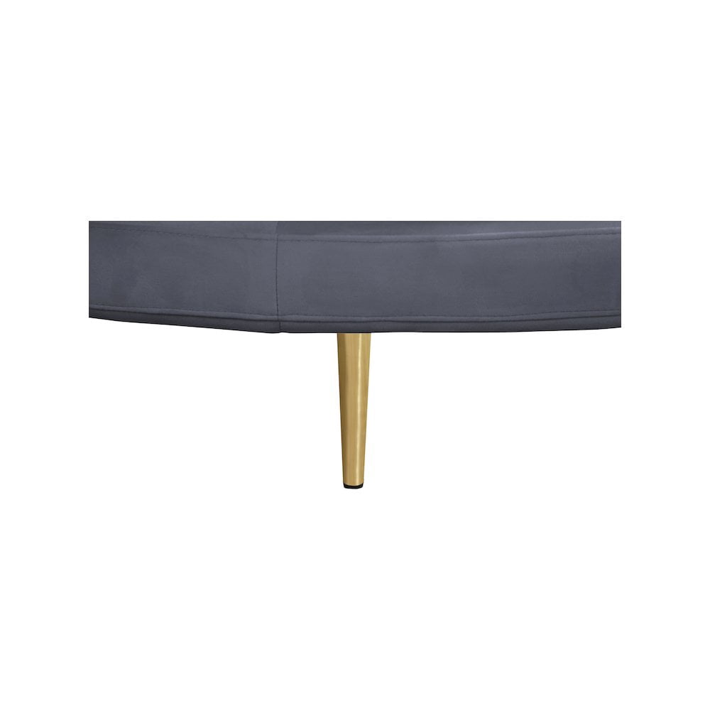 Meridian Furniture Circlet Gray Velvet Roundabout Sofa with Gold Iron Legs