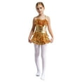 thumbnail image 2 of Hansber Child Girls Sequins Dance Tutu Dress Leotard Sparkle Short Jumpsuit Hip Hop Jazz Dance Outfits Gold 12, 2 of 7