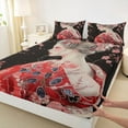 thumbnail image 3 of Homewish Tradition Geisha Girl Full Size Sheets,Japanese Ukiyo-E Bed Sheets,Red Black Sheet Sets For Men Women,Microfiber Bedroom Decor,4pcs, 3 of 7