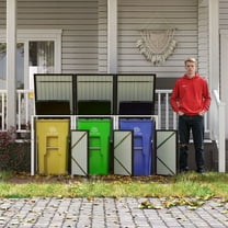 S-HOME Garbage Bin Shed With Lockable Doors And Waterproof Lid Chain, Stores 3 Trash Cans, Ideal For Patio And Garden