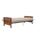 thumbnail image 3 of DHP Brixen Walnut Wood Arm Metal Futon Frame with 6-Inch Mattress, Full, Tan, 3 of 6