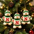 thumbnail image 4 of romoty Personalized Letter N Snowman Christmas Ornament, 3.15 in Acrylic Monogram Initial Knit Snowman Pendant with Cord for Xmas Tree Wreath Mantel Decor Kids Stocking Stuffer Gift, 4 of 7