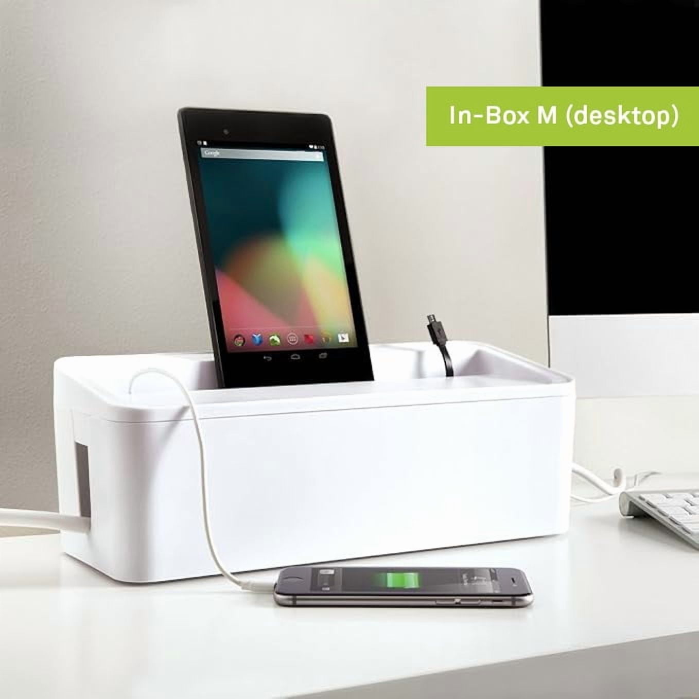 in-Box Cable Box Set with Extra Large Surge Protector Concealer Cable Management for Under Desk and Mobile Charging Station Power Strip Organizer for Desktop, White
