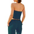 thumbnail image 3 of Set de dos piezas Panadila, top y pantalones estilo marinero a rayas para mujer, 3 of 6