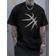 thumbnail image 1 of Basketball Pattern Printed T-Shirt, Patterns, Printed Men'S T-Shirts, Men'S Novel Pattern Design T-Shirts, Summer Casual And Comfortable T-Shirts, Fashionable Short-Sleeved Comfortable And Versatile, 1 of 6