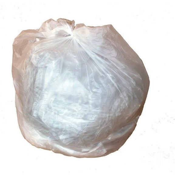 PlasticMill 7-10 Gallon, Clear, High Density, 6 Micron, 24X24, 100 Bags/Case, Garbage Bags / Trash Can Liners.