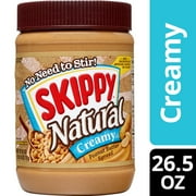 SKIPPY Natural Creamy Peanut Butter Spread, 7G Protein per Serving, 26.5 oz Jar