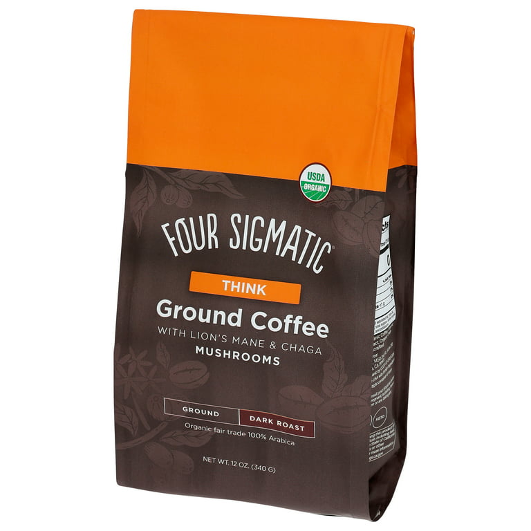 Four Sigmatic Think Organic Ground Coffee, Mental Focus, Dark Roast, 12 oz.  