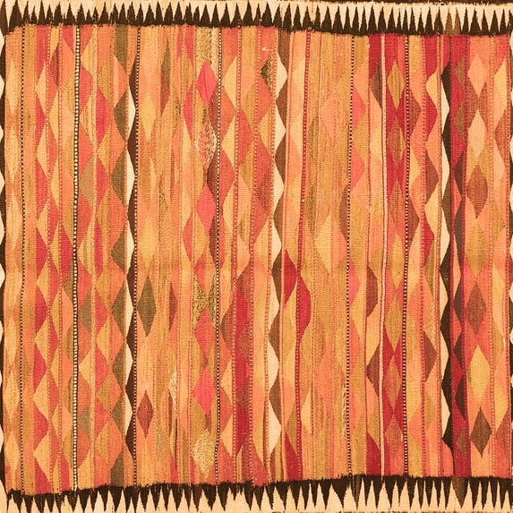 Ahgly Company Indoor Square Oriental Orange Traditional Area Rugs, 7' Square