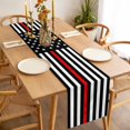 thumbnail image 3 of Red American Flag Table Runner - 120 Inch Long, Kitchen Dining Table Runner Dresser Scarves, Black White Striped US Flag Stars Farmhouse Decor for Coffee Tables Wedding Party Banquet, 3 of 8