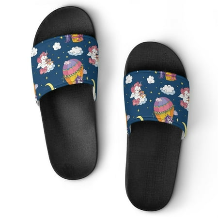 

GZHJMY Stylish Slides for Women Men Cute Cartoon Unicorn Balloon Soft Flexible Slip-on Sandals Slippers