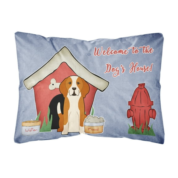 Carolines Treasures BB2864PW1216 Dog House Collection English Foxhound Canvas Fabric Decorative Pillow  12H x16W