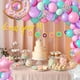thumbnail image 2 of 81 piezas de decoración de fiesta de cumpleaños de donut, kit de guirnalda de globos de donut, suministros para fiestas de crecimiento, pancartas, confeti rosa, azul aguamarina, globos de látex para, 2 of 5
