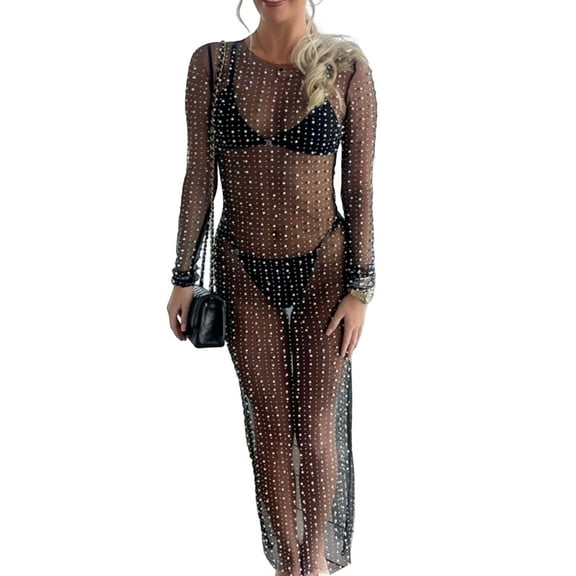 ZPAQI Sparkly Rhinestone-Bikini Dress Sexy Swimsuit Cover Up Swimwear Summer-Beach