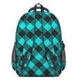 thumbnail image 3 of Blue and Black Checkered Pattern Backpack for School, Cute School Bag with Adjustable Shoulder Straps and Padded Back, 16.9"x12.6"x5.9", 3 of 5