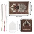 thumbnail image 3 of With Beads Portable Muslim Prayer Rug Kufi Hat Lightweight Home Travel Men Women, 3 of 3