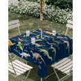 thumbnail image 3 of Square Outdoor Tablecloth with Umbrella Hole Blue Dinosaur Outside Table Cloth Waterproof Patio Table Cover Vintage Letters Farm Animals Zipper Tablecloths for Picnic Party Camping 60x60 Inch, 3 of 8