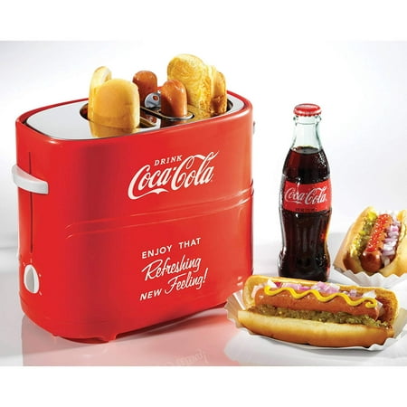 Coca-Cola Pop-Up Hot Dog Toaster with Mini Tongs For Removing Hot Dogs by, Nostalgia Coca-Cola Pop-Up Hot Dog Toaster with Mini Tongs For Removing.., By
