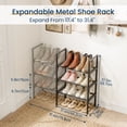 thumbnail image 3 of Sindcom 3 Tier Expandable Metal Shoe Rack with Hook, Shoe Organizer for Entryway Closet, Black, 3 of 7