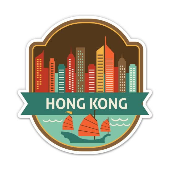 Hong Kong - 3" Vinyl Sticker - For Car Laptop Water Bottle Phone - Waterproof Decal