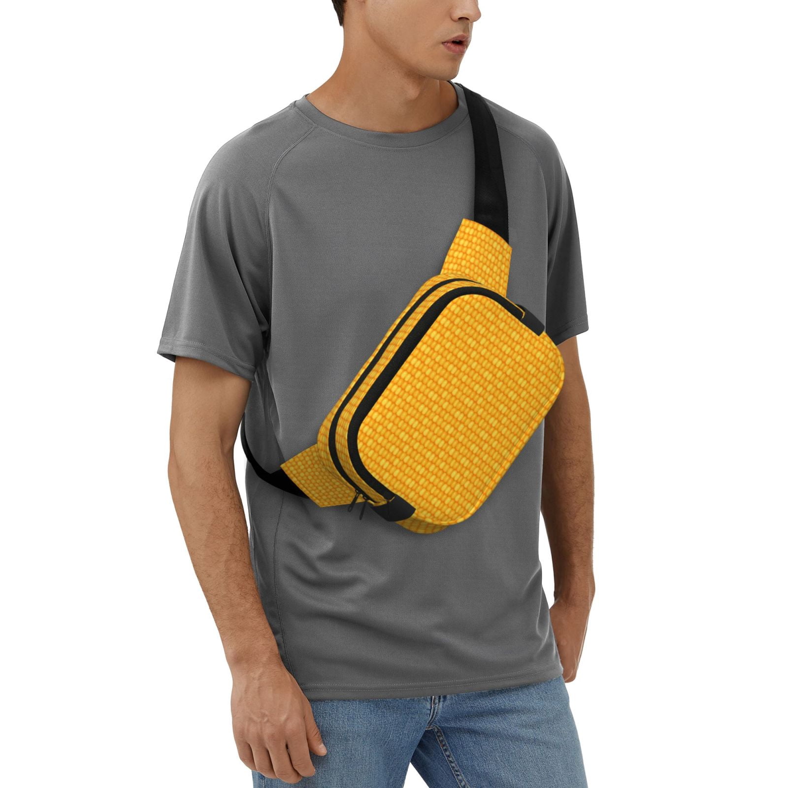 Picia Corn Kernels Print Square Double-Layer Waist Bag Mini Adjustable Waist Belt Bag Exercise Running Travel Hiking