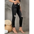 thumbnail image 7 of Asyoly Women Pull-on Denim Joggers Elastic Waist Stretch Pants Distressed Ripped Jeans, 7 of 7
