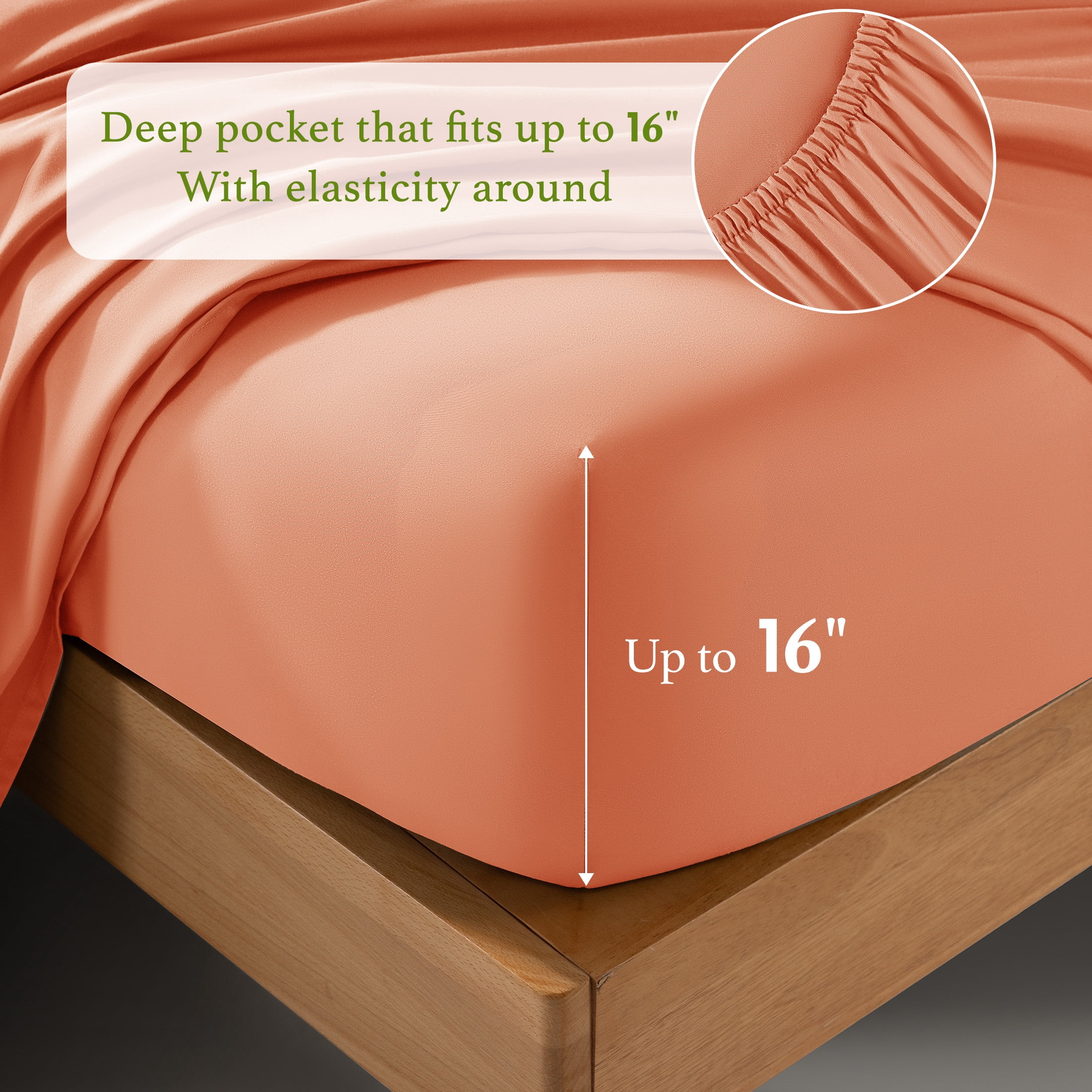 Baauye Cozy Bamboo Sheets Set, 4-Piece California King Sheet Set with 16" Deep Pockets, Soft and Breathable Bed Sheets, Coral