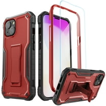 ExoGuard For iPhone 14 Case, Phone Case with Screen Protector and Kickstand (Red)