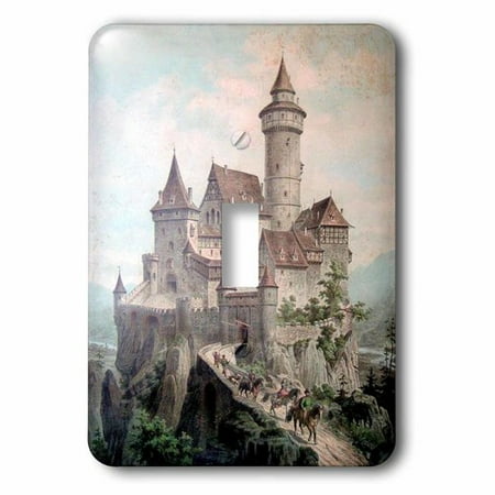 Medieval Single - 3dRose Print of Medieval Castle Color Illustration, Single Toggle Switch