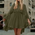 thumbnail image 5 of CIENVNSTG Wedding Guest Dresses For Women Turtleneck Camisole 2 Piece Chiffon Ruffle Mini Dress Set Flowy Layered Outfit Elegant Suit Green L, 5 of 5