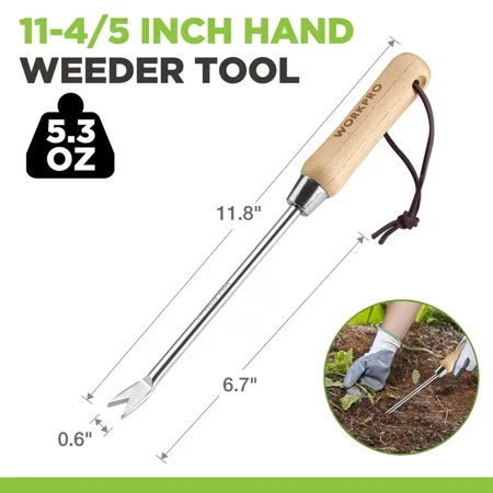 Workpro 11-1/2" Dandelion Weeder Puller Tool Stainless Steel Garden Weed Remover