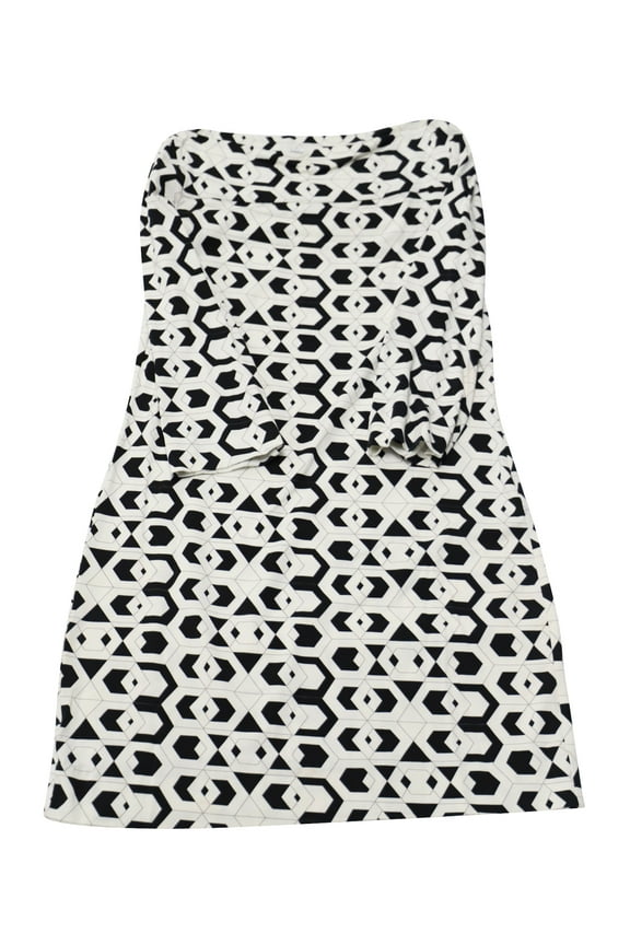 Pre-Owned Diane Von Furstenberg Geometric Print Dress in Black Viscose