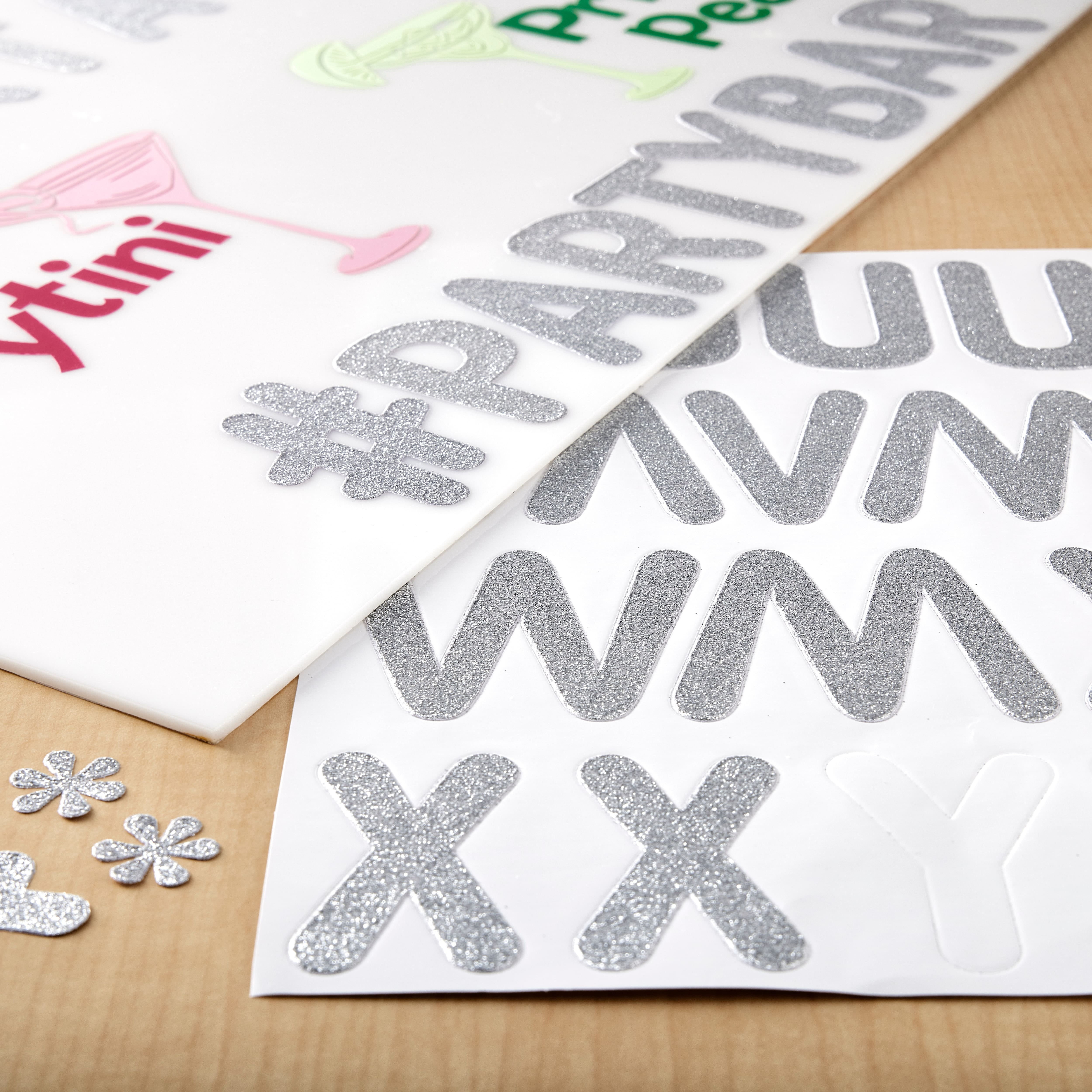Recollections 2.25" Silver Glitter Alphabet Stickers, 12 Pack