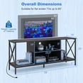thumbnail image 4 of Industrial TV Stand for TVs up to 65" with Power Outlets& LED Light, Entertainment Center Media Console Table, Black, 4 of 9