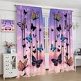 thumbnail image 4 of Butterfly Curtains Pink Sky Butterfly Fluttering Printed Decorative Home Blackout Curtains Bedroom Living Room 2 Sets 55x63in, 4 of 6