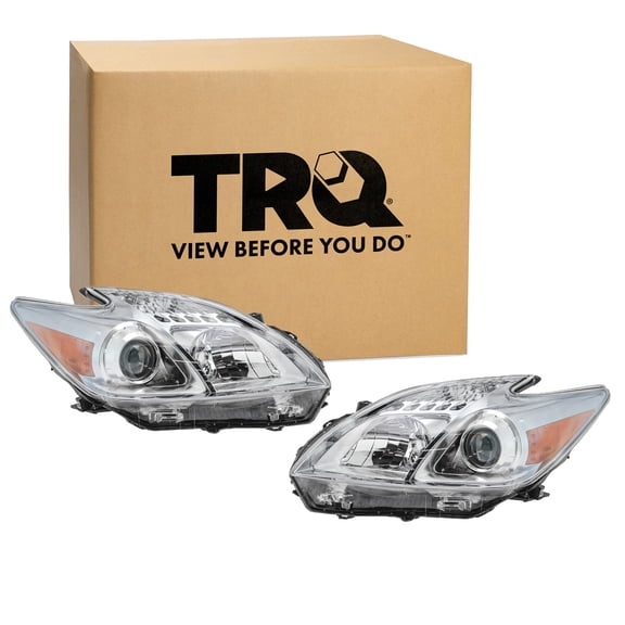TRQ 2 Piece Headlight Assembly Set Driver & Passenger Side Fits 2010-2011 Toyota Prius TO2518122 TO2519122
