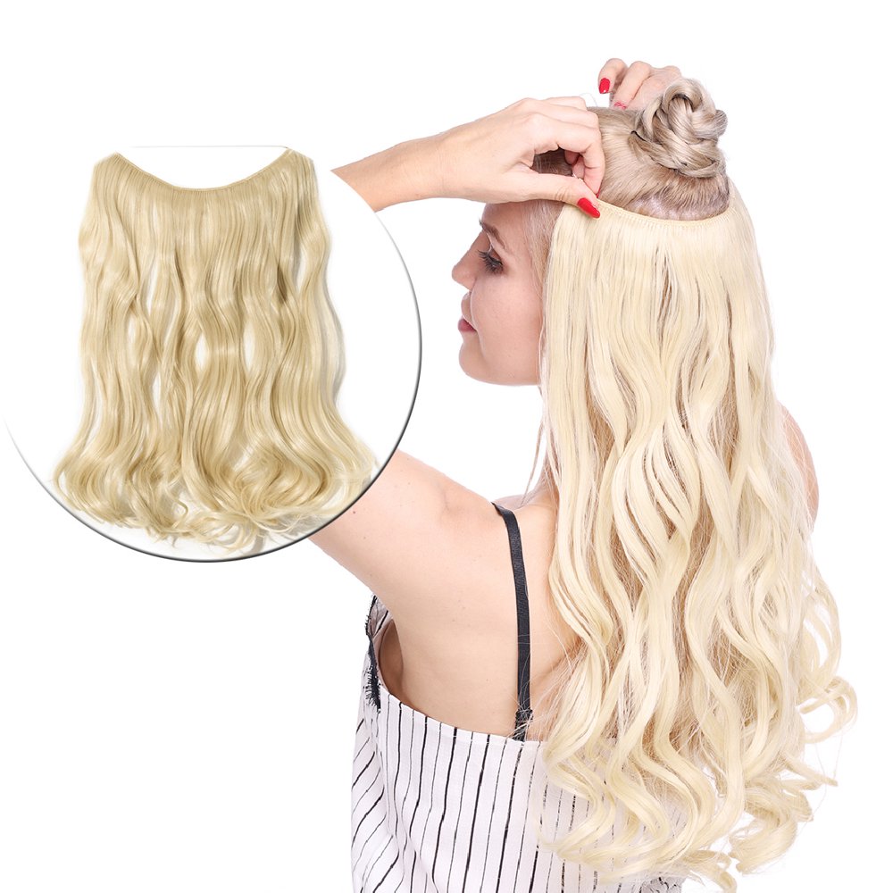 Snoilite Invisible Wire in Hair Extensions Miracle Secret Hairpieces Curly Straight Synthetic